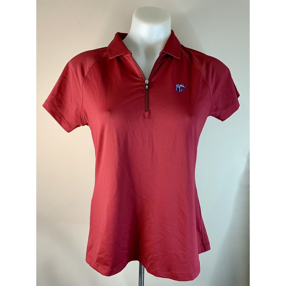 Cutter Buck Women's Short Sleeve Golf Polo Quarter Zip Red Embroidered Small